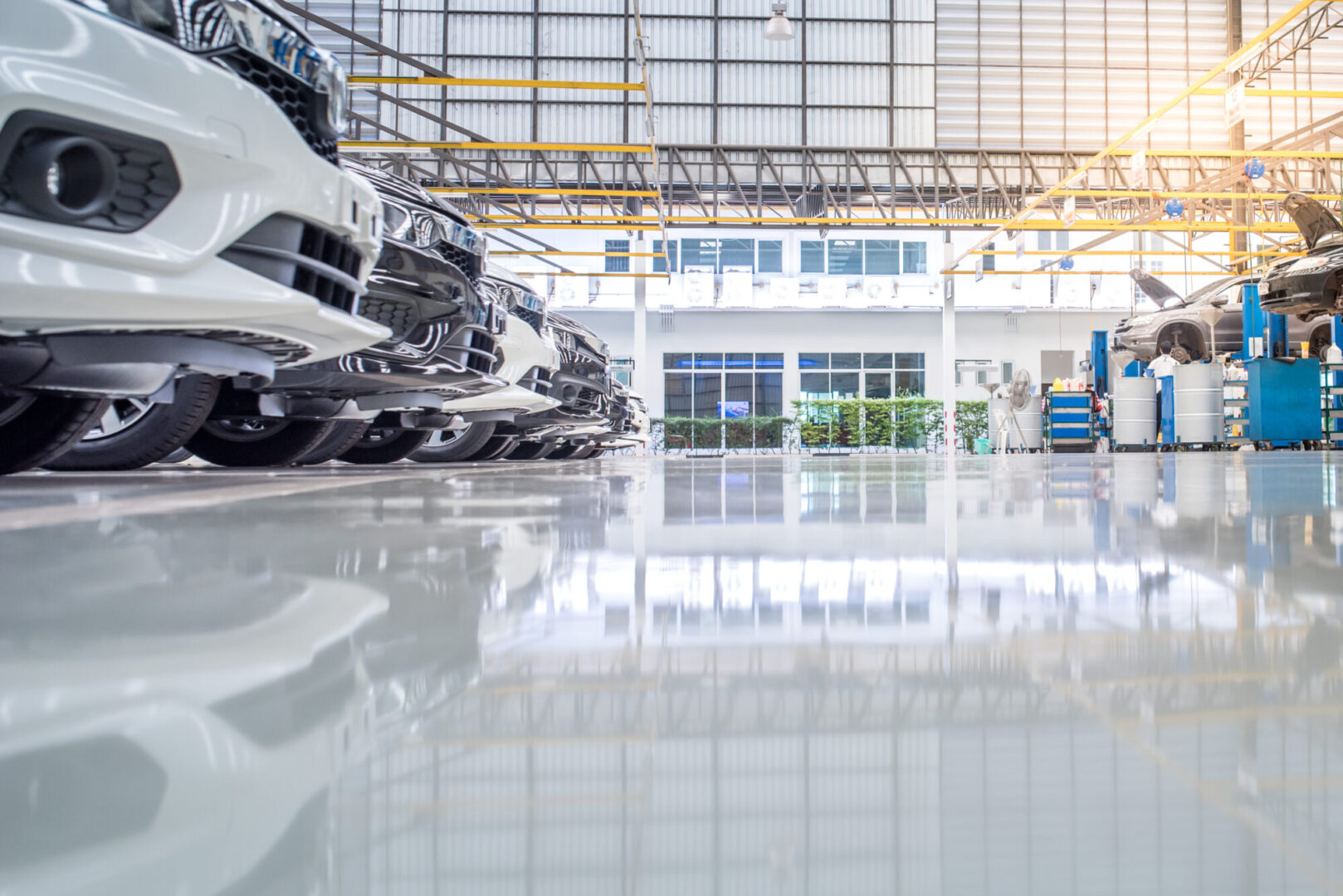 Epoxyvloer in een autogarage